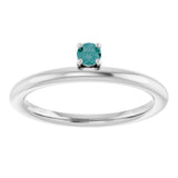 14K Gold Round Lab-Grown Alexandrite Asymmetric Stackable Ring - White Gold - view 5