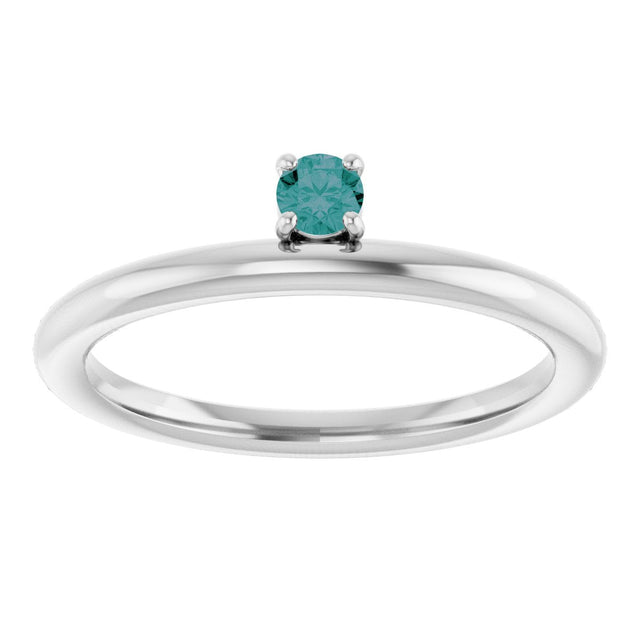 14K Gold Round Lab-Grown Alexandrite Asymmetric Stackable Ring - White Gold - view 5