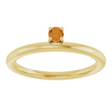 14K Gold Round Natural Citrine Asymmetric Stackable Ring - Yellow Gold - view 3