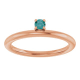14K Gold Round Lab-Grown Alexandrite Asymmetric Stackable Ring - Rose Gold - view 6