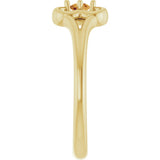 14K Gold Round Natural Citrine Youth Flower Ring - Yellow Gold - view 4