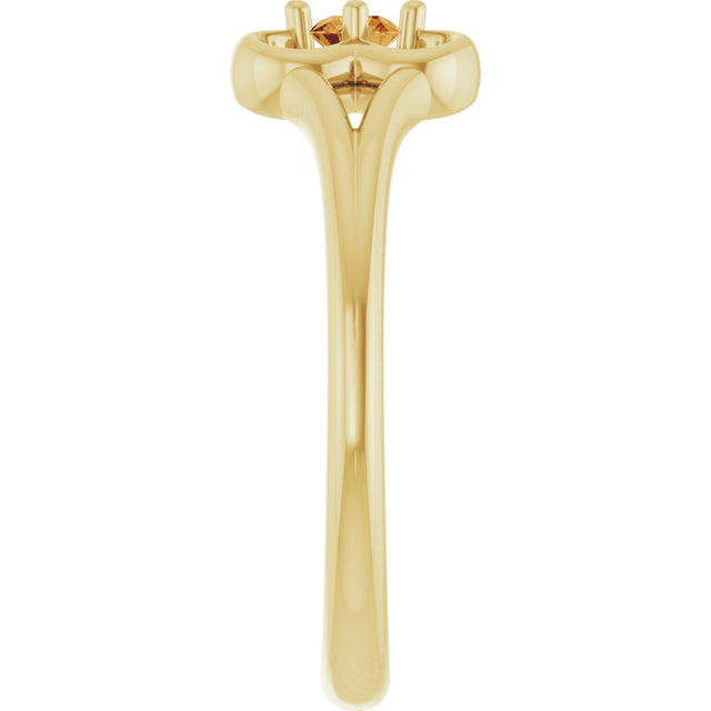 14K Gold Round Natural Citrine Youth Flower Ring - Yellow Gold - view 4