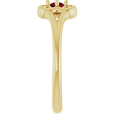 14K Gold Round Natural Mozambique Garnet Youth Flower Ring - Yellow Gold - view 4
