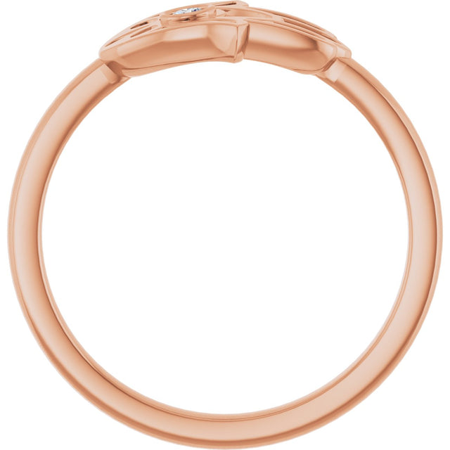 14K Gold Round Natural Diamond Hamsa Ring - Rose Gold - view 2