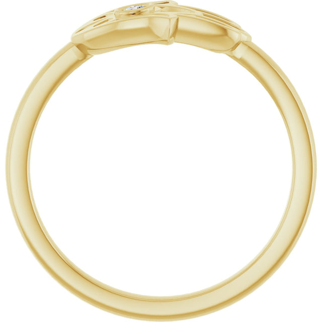 14K Gold Round Natural Diamond Hamsa Ring - Yellow Gold - view 2