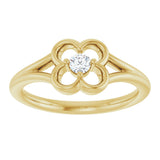 14K Gold Round Natural Diamond Youth Flower Ring - Yellow Gold - view 3