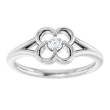 14K Gold Round Natural Diamond Youth Flower Ring - White Gold - view 3