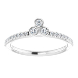 Platinum Round Natural Diamond Asymmetric Stackable Ring – 2mm Stones - view 3