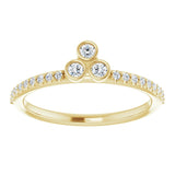14K Gold Round Natural Diamond Asymmetric Stackable Ring – 2mm Stones - Yellow Gold - view 3