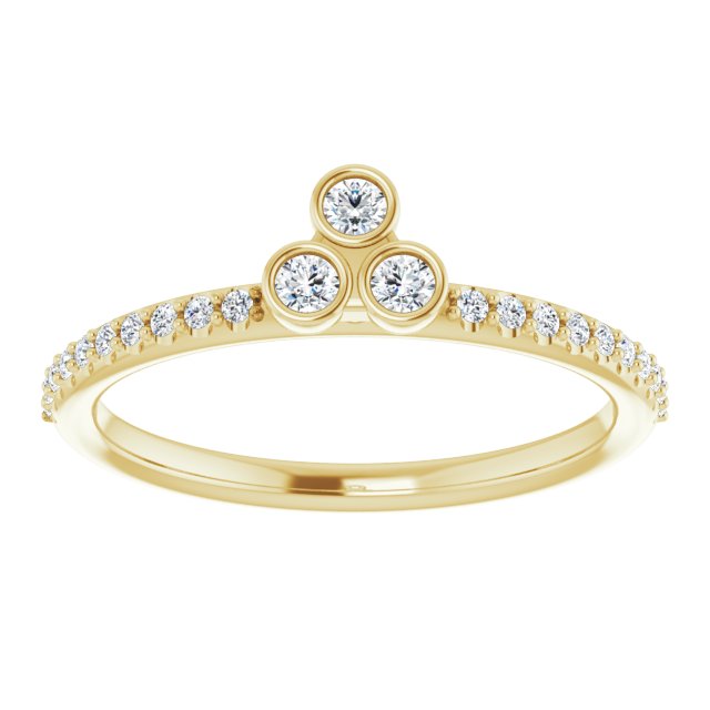 14K Gold Round Natural Diamond Asymmetric Stackable Ring – 2mm Stones - Yellow Gold - view 3