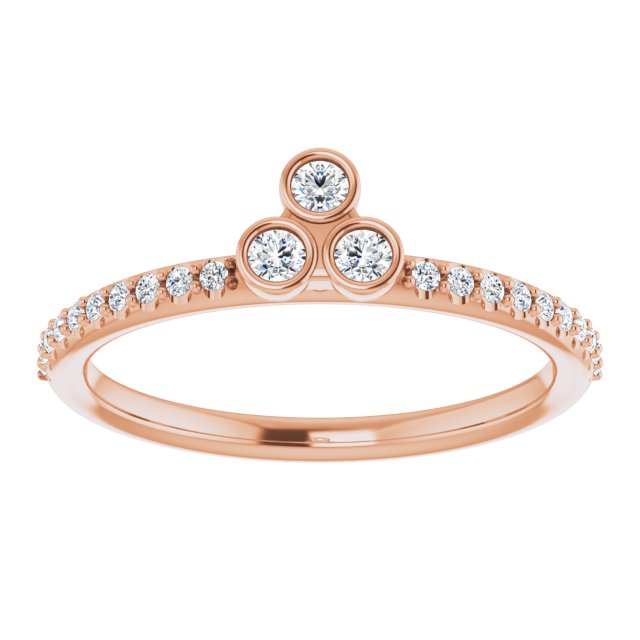 14K Gold Round Natural Diamond Asymmetric Stackable Ring – 2mm Stones - Rose Gold - view 3