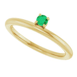 14K Gold Round Lab-Grown Emerald Asymmetric Stackable Ring - Yellow Gold - view 5