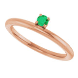 14K Gold Round Lab-Grown Emerald Asymmetric Stackable Ring - Rose Gold - view 6