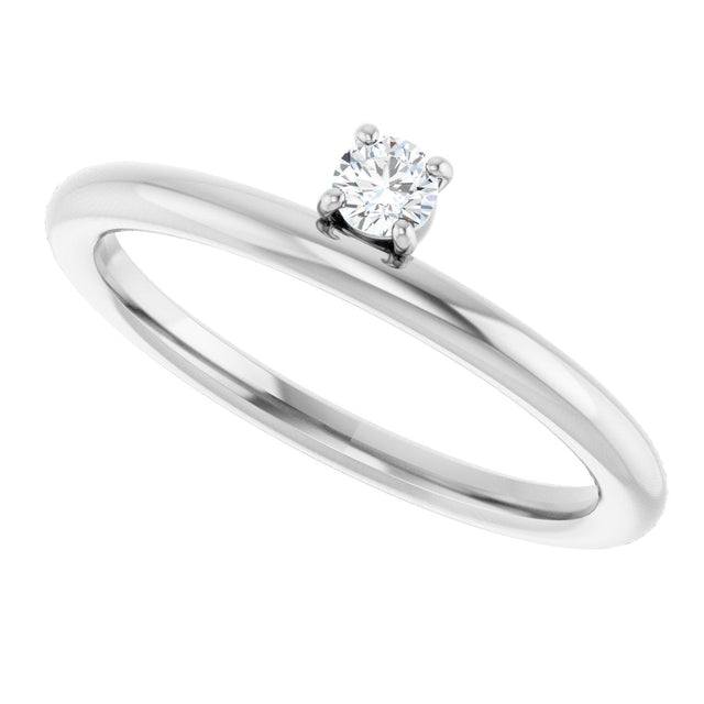 Platinum Round Natural Diamond Asymmetric Stackable Ring - view 6