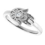 Platinum Round Natural Diamond Hamsa Ring - view 5