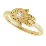 14K Gold Round Natural Diamond Hamsa Ring - Yellow Gold - view 5