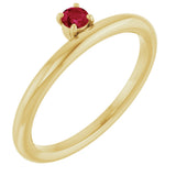 14K Gold Round Lab-Grown Ruby Asymmetric Stackable Ring - Yellow Gold
