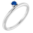 14K Gold Round Lab-Grown Blue Sapphire Asymmetric Stackable Ring - White Gold