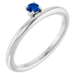 14K Gold Round Lab-Grown Blue Sapphire Asymmetric Stackable Ring - White Gold