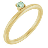 14K Gold Round Lab-Grown Alexandrite Asymmetric Stackable Ring - Yellow Gold - view 2