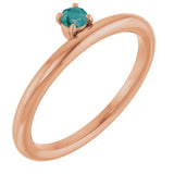 14K Gold Round Lab-Grown Alexandrite Asymmetric Stackable Ring - Rose Gold