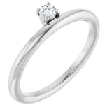 14K Gold Round Natural White Sapphire Asymmetric Stackable Ring - White Gold