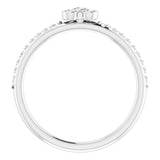 Platinum Round Natural Diamond Asymmetric Stackable Ring – 2mm Stones - view 2