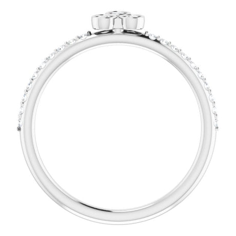 Platinum Round Natural Diamond Asymmetric Stackable Ring – 2mm Stones - view 2