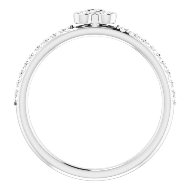 Platinum Round Natural Diamond Asymmetric Stackable Ring – 2mm Stones - view 2