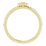 14K Gold Round Natural Diamond Asymmetric Stackable Ring – 2mm Stones - Yellow Gold - view 2