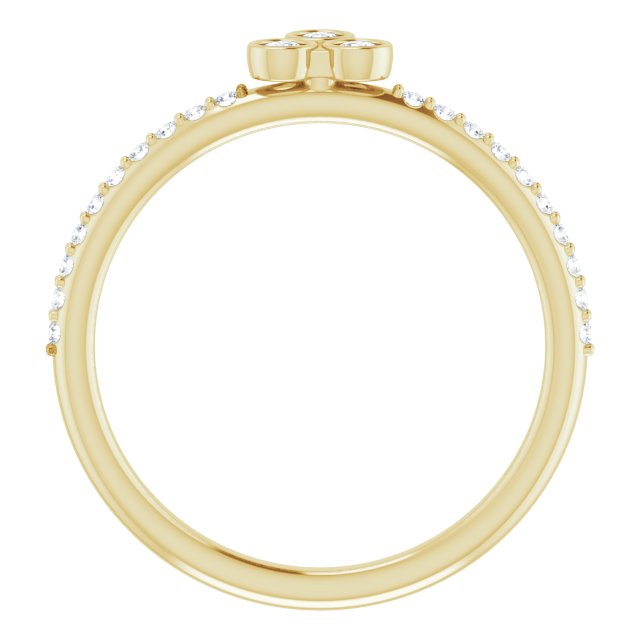 14K Gold Round Natural Diamond Asymmetric Stackable Ring – 2mm Stones - Yellow Gold - view 2