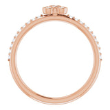 14K Gold Round Natural Diamond Asymmetric Stackable Ring – 2mm Stones - Rose Gold - view 2