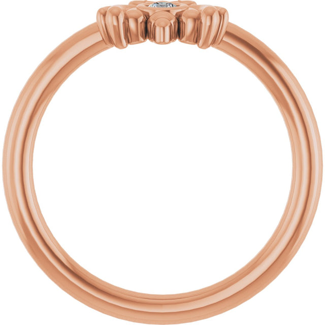 14K Gold Round Natural Diamond Youth Bee Ring - Rose Gold - view 2