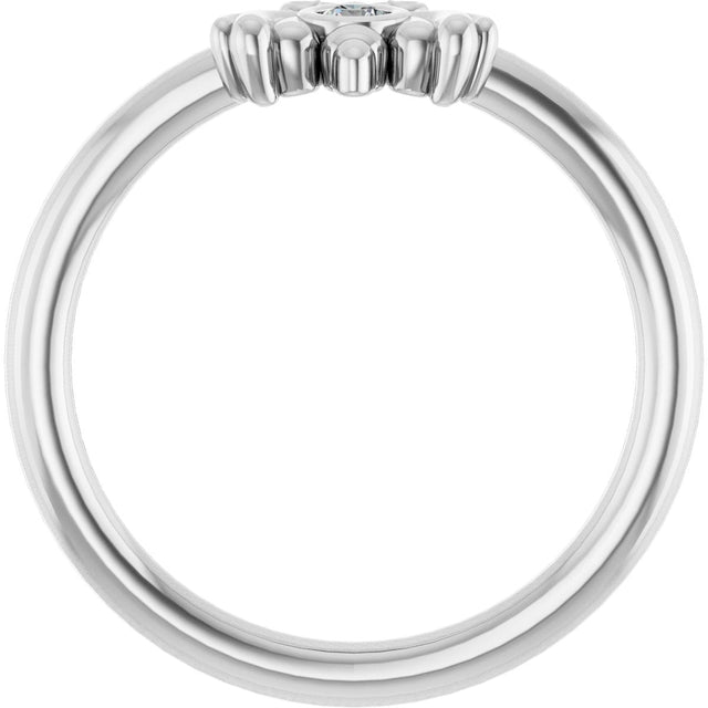 Platinum Round Natural Diamond Youth Bee Ring - view 2
