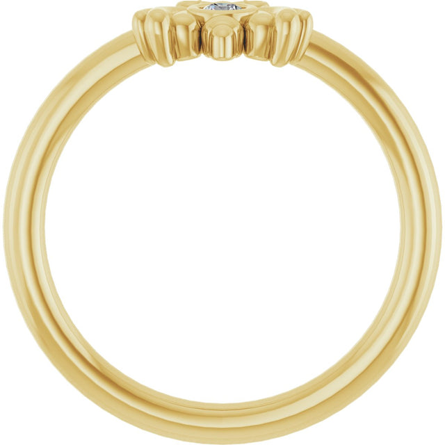 14K Gold Round Natural Diamond Youth Bee Ring - Yellow Gold - view 2