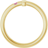 14K Gold Round Natural Pink Tourmaline Youth Sideways Cross Ring - Yellow Gold - view 2