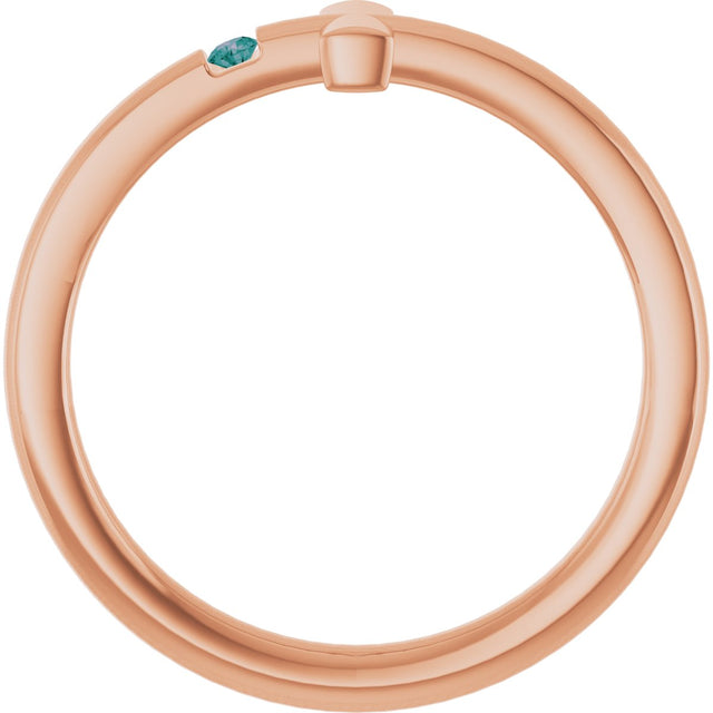 14K Gold Round Natural Alexandrite Youth Sideways Cross Ring - Rose Gold - view 2