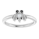 14K Gold Round Natural Diamond Youth Bee Ring - White Gold - view 3