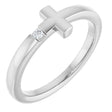 Platinum Round Natural Diamond Youth Sideways Cross Ring