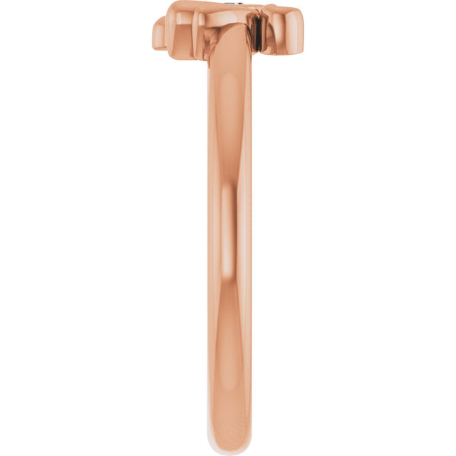 14K Gold Round Natural Diamond Youth Bee Ring - Rose Gold - view 4