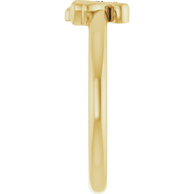 14K Gold Round Natural Diamond Youth Bee Ring - Yellow Gold - view 4