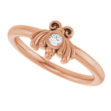 14K Gold Round Natural Diamond Youth Bee Ring - Rose Gold - view 5