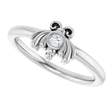 Platinum Round Natural Diamond Youth Bee Ring - view 5