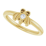 14K Gold Round Natural Diamond Youth Bee Ring - Yellow Gold - view 5