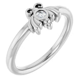 14K Gold Round Natural Diamond Youth Bee Ring - White Gold