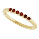 14K Gold Round Natural Mozambique Garnet Accented Stackable Ring - Yellow Gold - view 5