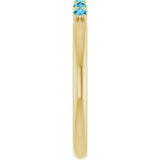 14K Gold Round Natural Aquamarine Accented Stackable Ring - Yellow Gold - view 4