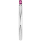 Platinum Round Natural Pink Tourmaline Accented Stackable Ring - view 4