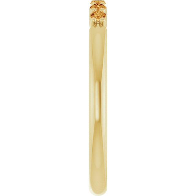 14K Gold Round Natural Citrine Accented Stackable Ring - Yellow Gold - view 4
