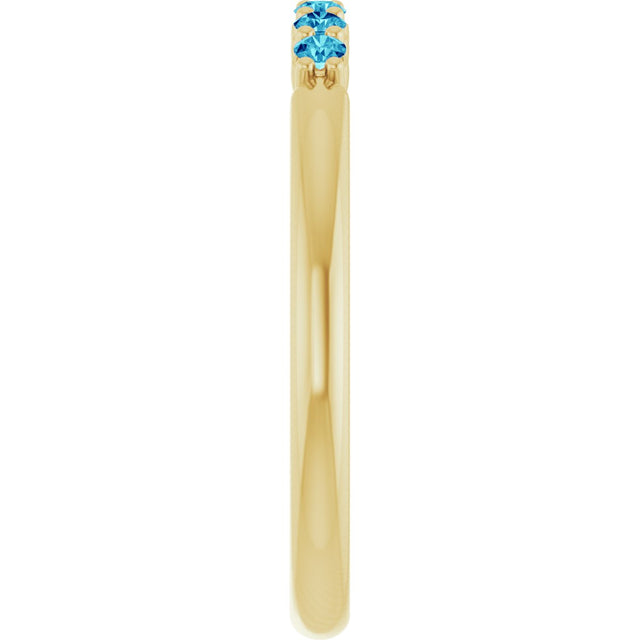 14K Gold Round Natural Blue Zircon Accented Stackable Ring - Yellow Gold - view 4